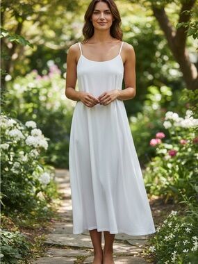 Japna Cream Maxi Slip Dress with Spaghetti Straps